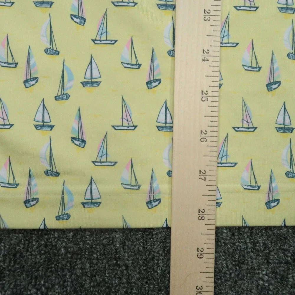 Waggle Shirt Men Large Yellow Polo Sailboat All Over Print Performance Golf Polo - Picture 7 of 8